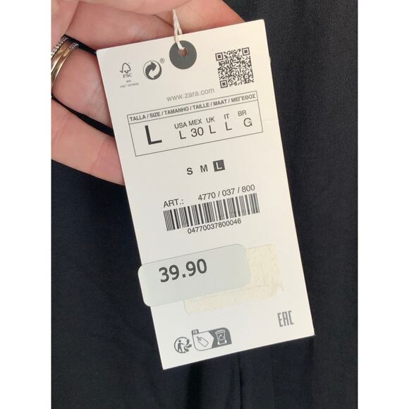 Zara NWT flowing black pants size large - Picture 3 of 6